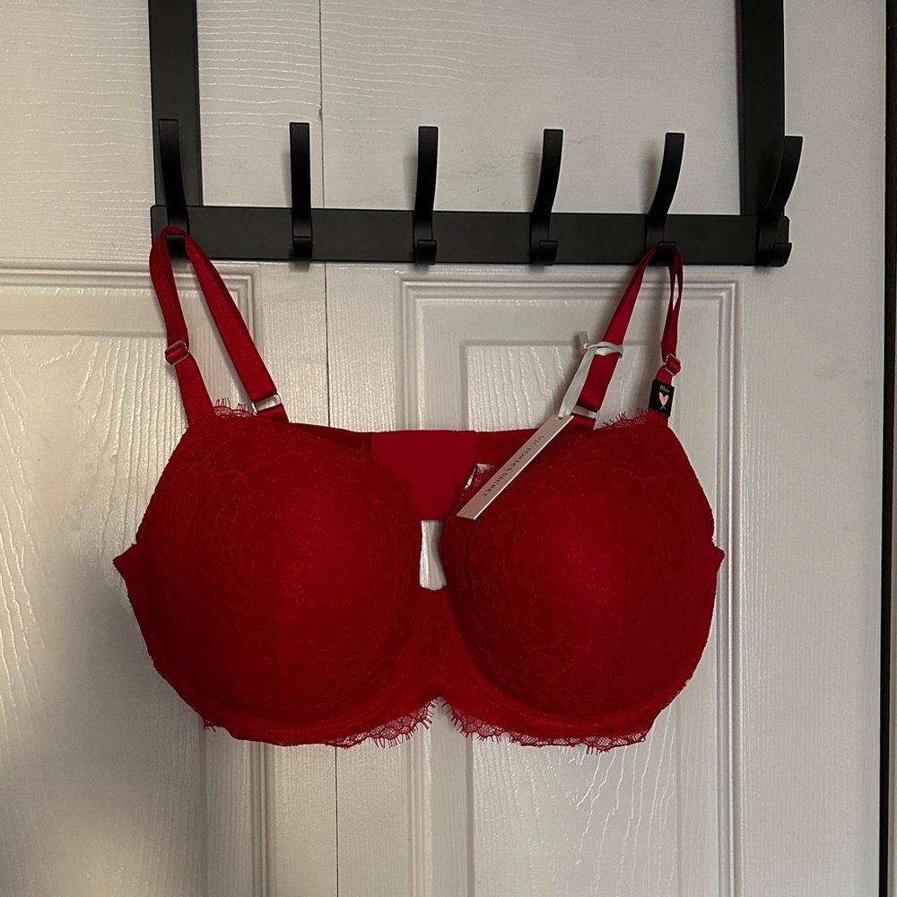 Dream Angels Demi-lined Elegant Red Lace Bra